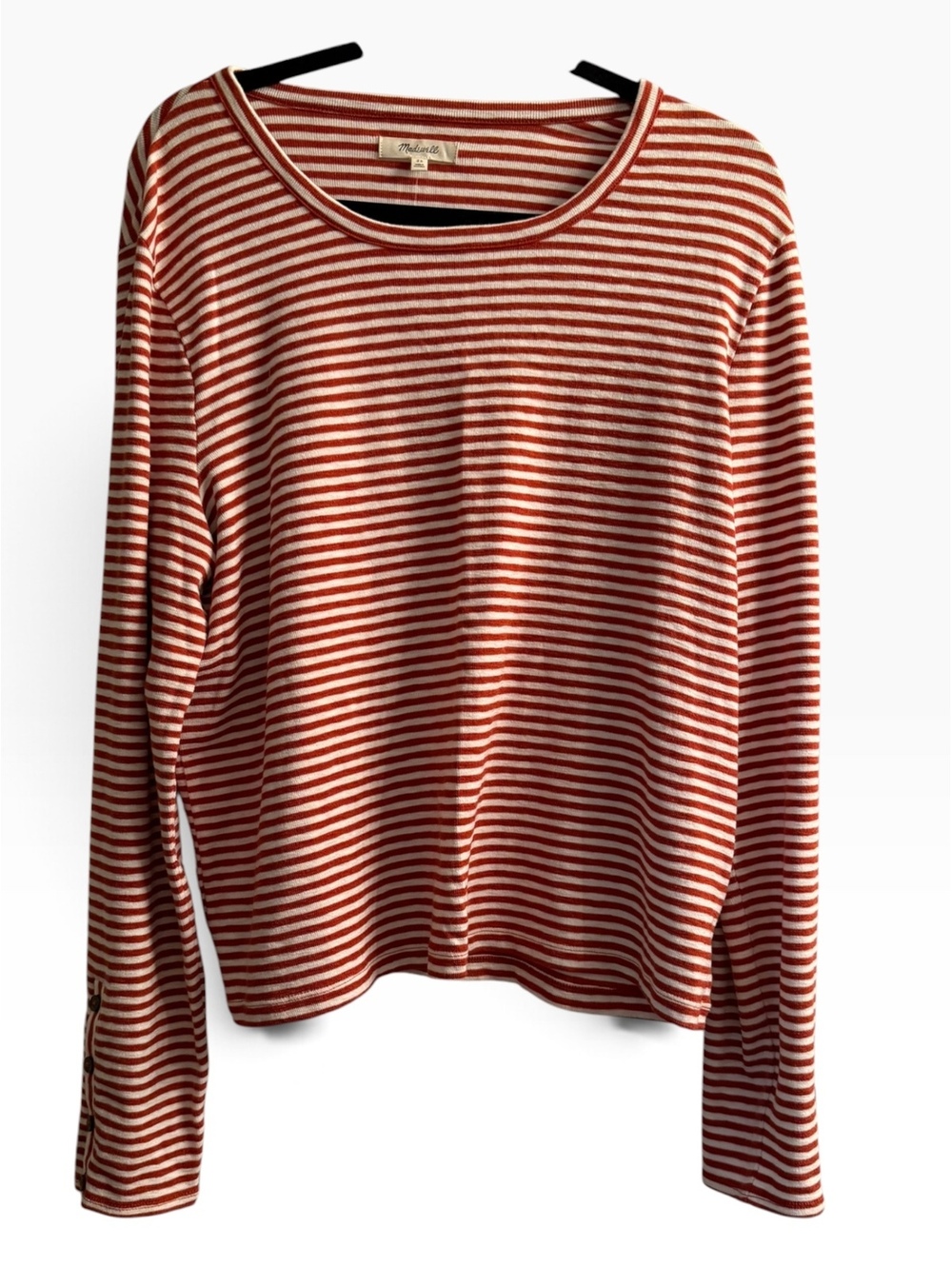 NWT Madewell Women's 2X Striped Long Sleeve Shirt with Button Detail
